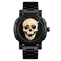 Skmei 9178 skull чорні з золотом чоловічі годинники