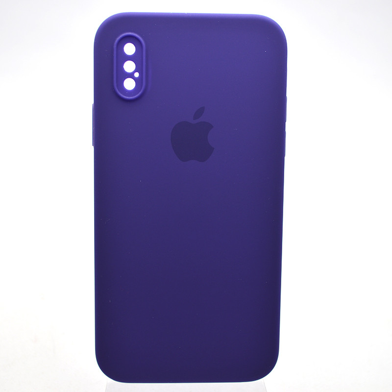 Чохол силіконовий з квадратними бортами Silicon case Full Square для iPhone X/iPhone Xs Deep Purple, фото 1
