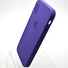 Чохол силіконовий з квадратними бортами Silicon case Full Square для iPhone X/iPhone Xs Deep Purple, фото 4