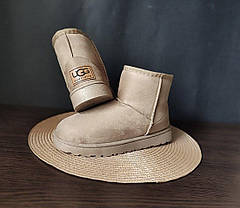 UGG зимові Уги низькі еко-ЗАМША жіночі бежеві теплі, фото 5