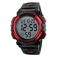 Skmei 1258 черные с красным мужские спортивные часы