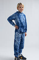 Дитячий спортивний костюм для хлопчика з принтом тай-дай фіолетово-блакитного кольору р. 104-170