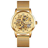 Skmei 9199 золотые мужские механические часы скелетон