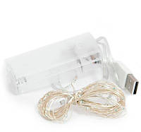 LED гірлянда від USB і батарейок 100 LED 2 в 1 на 5 м колір ХОЛОДНИЙ БІЛИЙ, фото 2