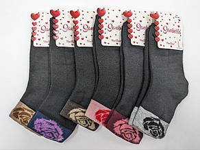 Жіночі шкарпетки махрові Sanbella  з запахом однотонні з орнаментом квітки 36-40 12 пар/уп
