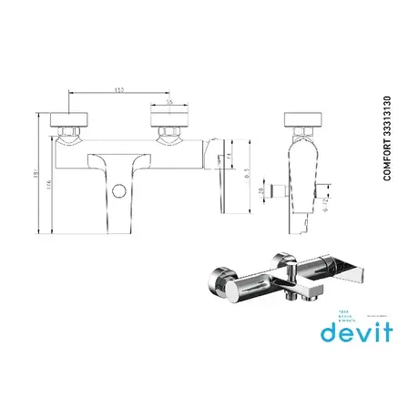 Змішувач для ванни Devit Comfort 33313130, фото 3