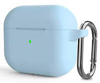 Чехол для наушников Apple AirPods 3 силиконовый люминесцентный с карабином голубой