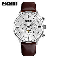 Skmei 9117 серебристые с белым циферблатом мужские классические часы