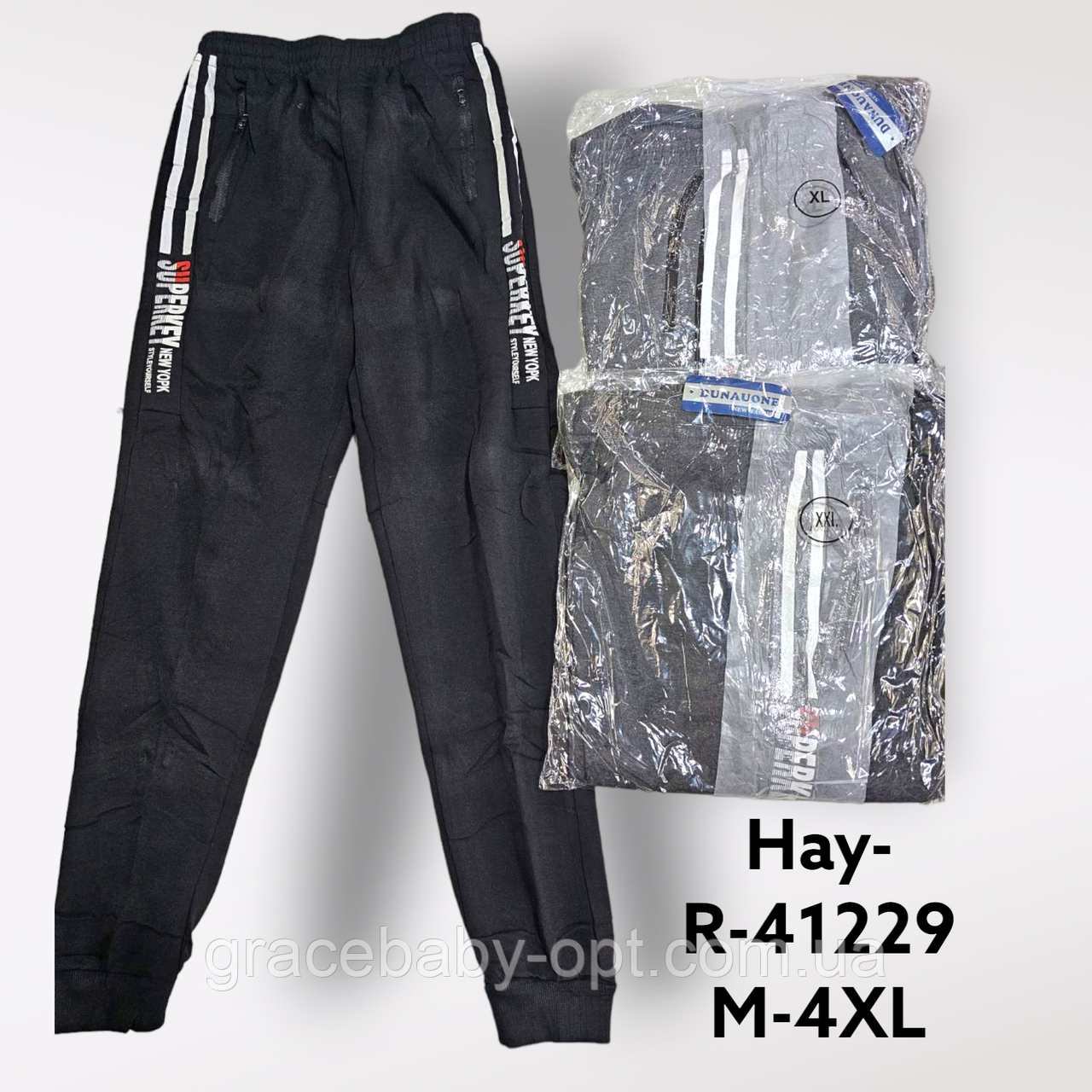 Спортивні штани утеплені для чоловіків оптом, M-4XL рр, № Hay-R-41229