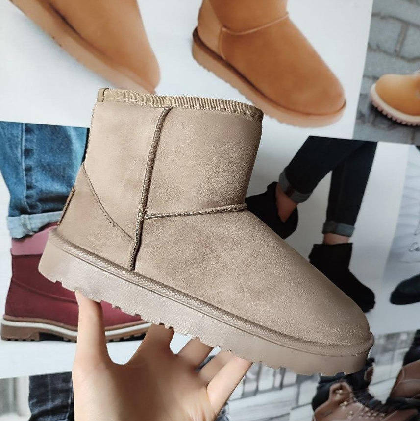 Уггі бежеві екошкіряні UGG низькі теплі зимові, фото 1