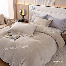 Тепла велюрова постільна білизна однотонна Colorful Home Victoria Євро