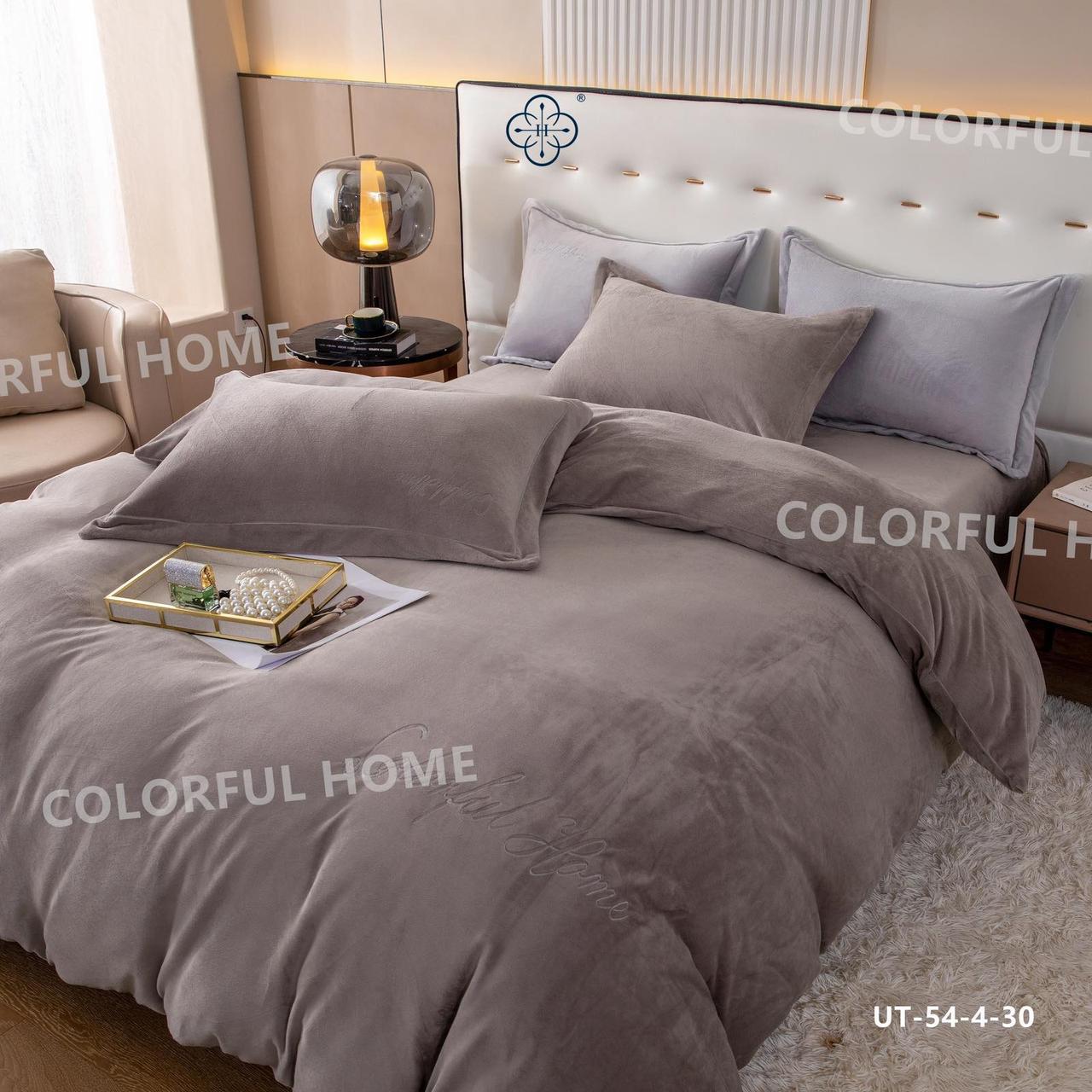 Тепла велюрова постільна білизна однотонна Colorful Home Victoria Євро