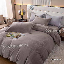 Тепла велюрова постільна білизна однотонна Colorful Home Victoria Євро