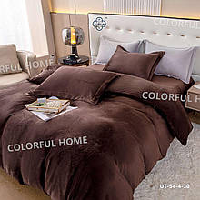 Тепла велюрова постільна білизна однотонна Colorful Home Victoria Євро