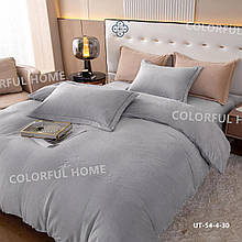 Теплу велюрову постільну білизну однотонну Colorful Home Victoria Євро — світло-сірий