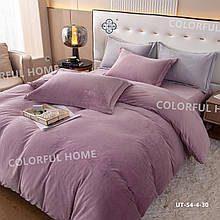 Тепла велюрова постільна білизна однотонна Colorful Home Victoria Євро