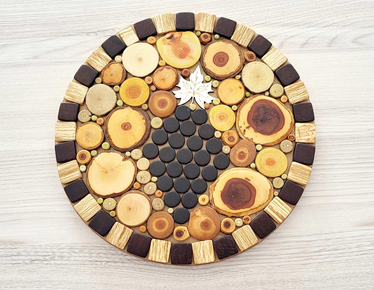 Дерев'яні кухонні красиві підставки під гаряче 24.5 * 24.5см, фото 1