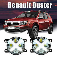 ПТФ Renault Duster фары в бампер с линзами + габарит Противотуманки Led. Супер качество 90 Ватт!