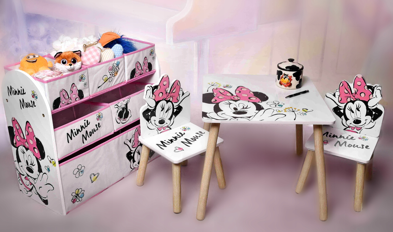 Меблевий дитячий гарнітур Artidex WD13678 Minnie Mouse столик + 2 стільці