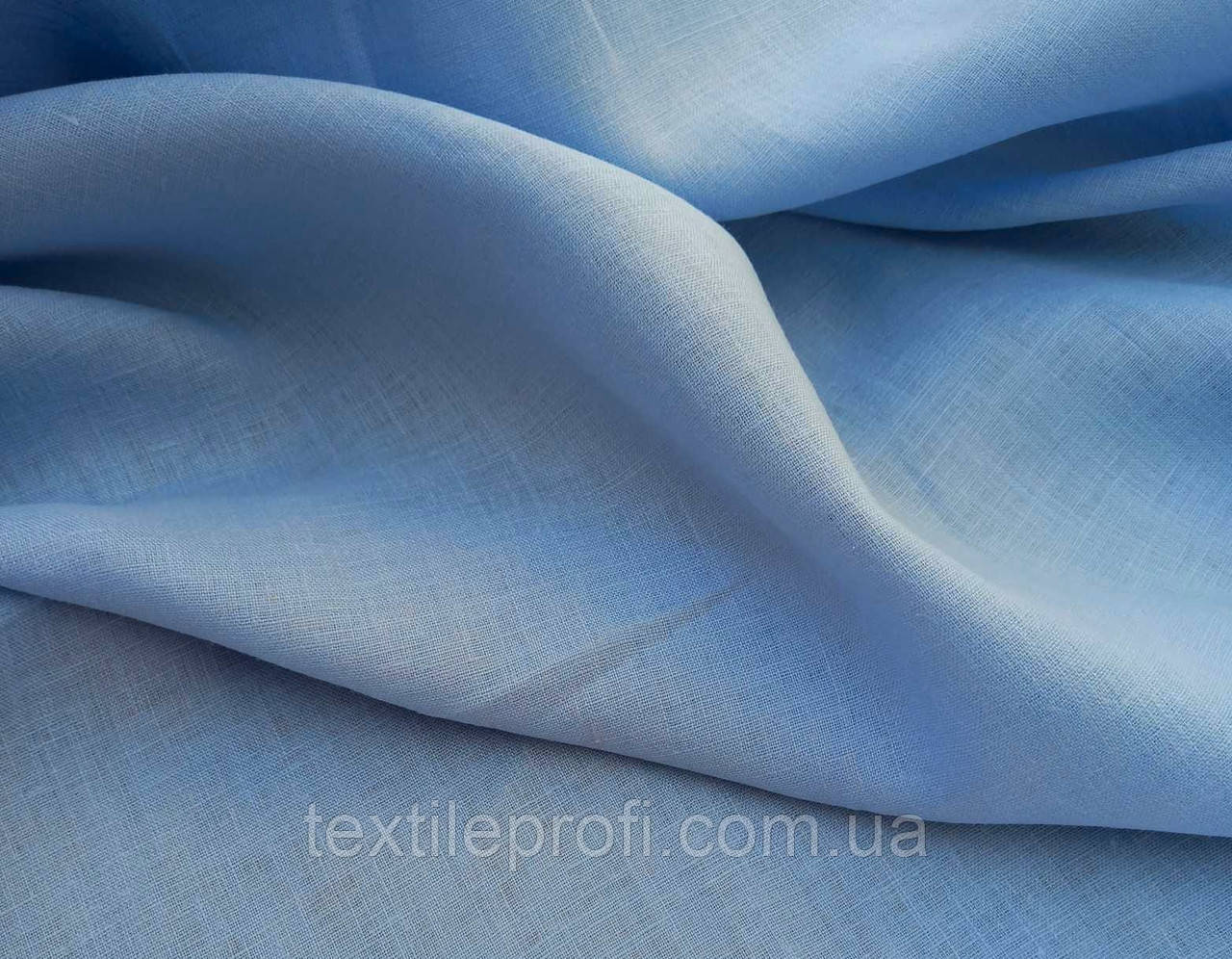 Льняна сорочкова тканина блакитного кольору