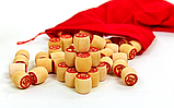 Гра для компаній лото з дерев'яними барилами в різьбленій дерев'яній коробці, фото 2