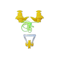 Комплект эрго-беруш для плавания на верёвке и зажим для носа, универсальные, защита для ушей, Leacco, жёлтого цвета BS-06 №6