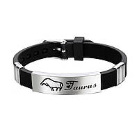 Силиконовый браслет Primo Zodiac - Taurus (Телец) - Black