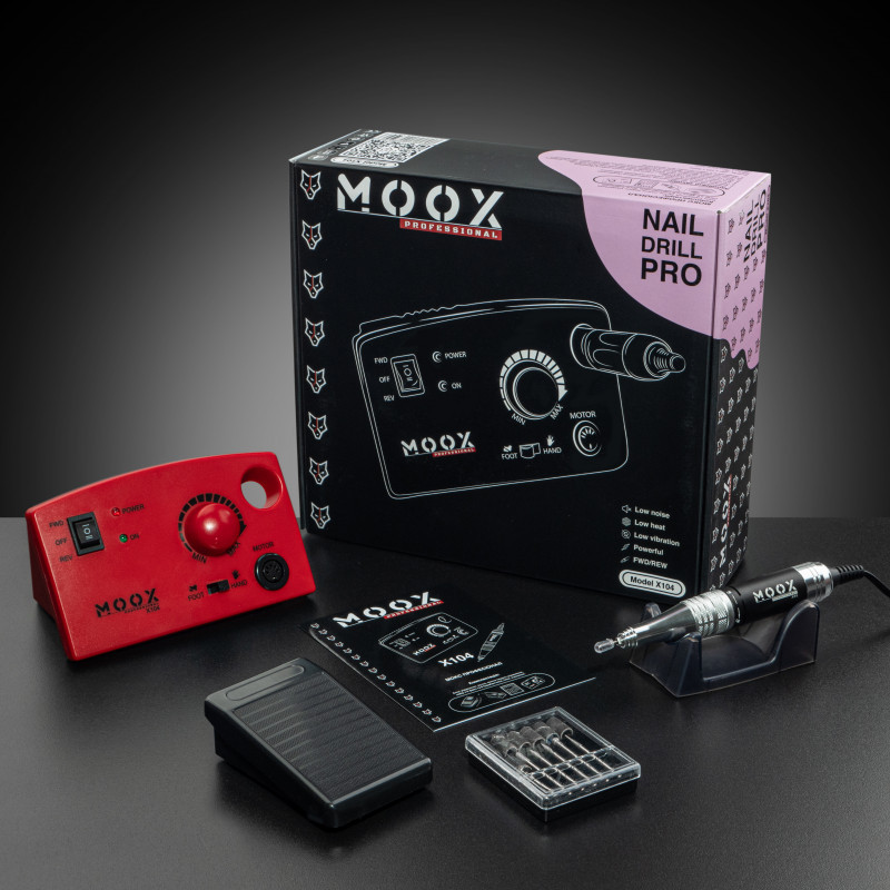 Фрезер Moox Professional X104 на 45 000 об/хв. та 65W. для манікюру та педикюру (Червоний), фото 1
