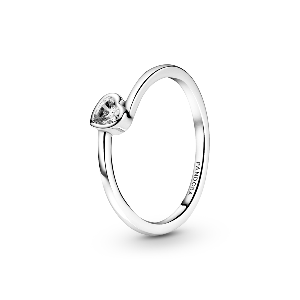 Срібне кільце Pandora Прозоре асиметричне серце 199267C02, фото 1
