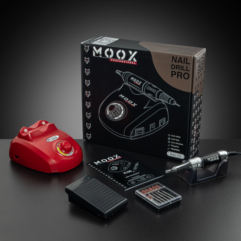 Фрезер Moox Professional X105 на 45 000 об/хв. та 65W. для манікюру та педикюру (Червоний), фото 1