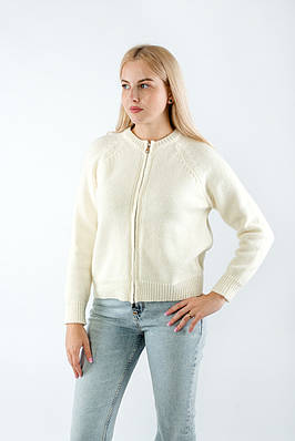 Жіночий светр зі змійкою молочний 66001 (2000000113944)