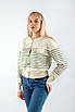Жіночий кардиган в'язаний в смужку на гудзиках молочно-зелений 64006 (2000000113920), фото 2