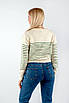 Жіночий кардиган в'язаний в смужку на гудзиках молочно-зелений 64006 (2000000113920), фото 4