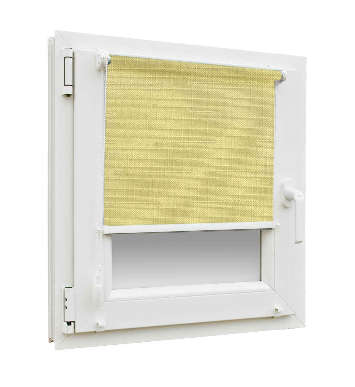 Тканинні ролети Льон 2072 жовтий колір з фіксацією