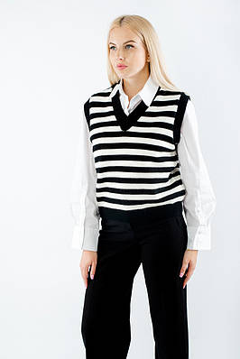 Жилет в смужку чорно-білий 63002 (2000000114149)