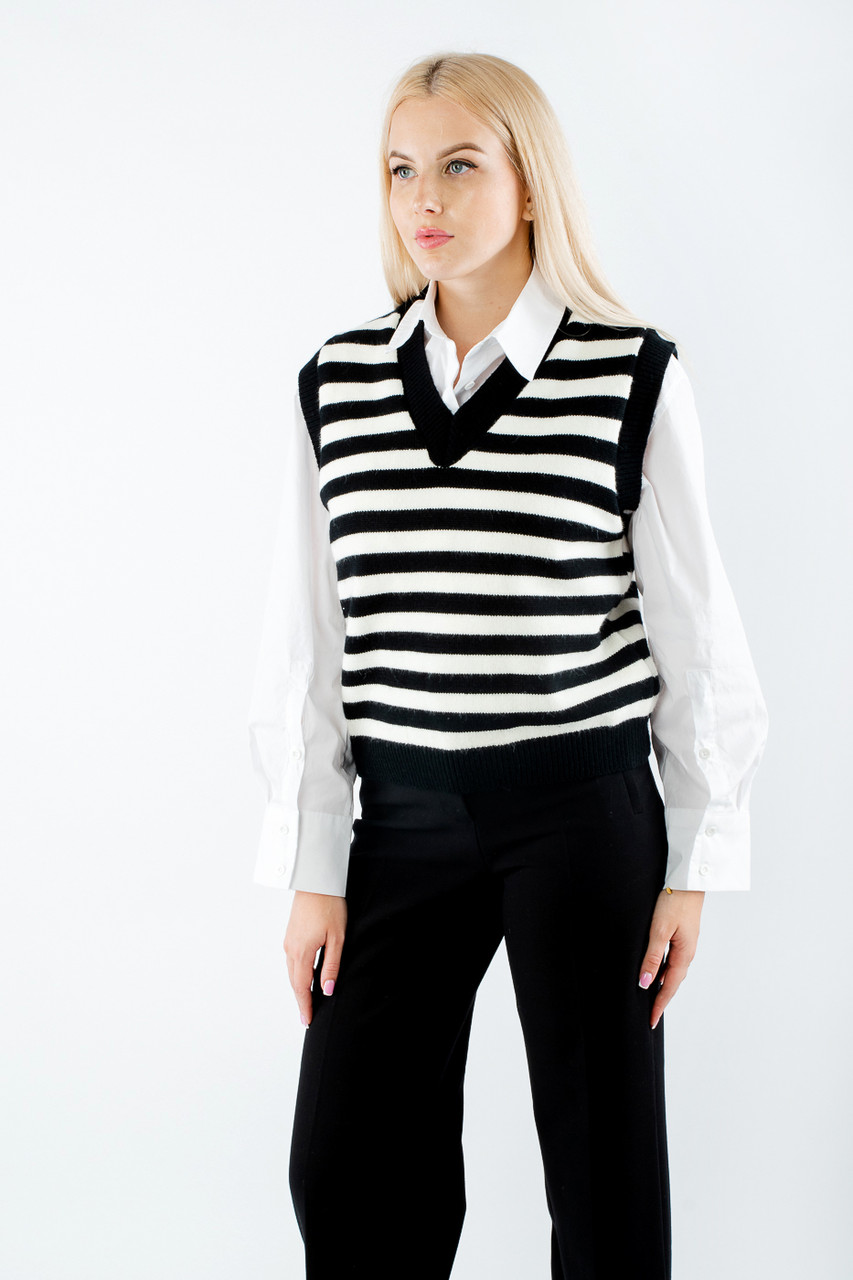 Жилет в смужку чорно-білий 63002 (2000000114149), фото 1