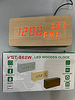 Годинник VST-862W-1 з червоною підсвіткою, термометр + вологість