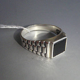 Срібний чоловічий перстень з оніксом, 5 грам