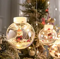 Гирлянда штора слои с Дедом Морозом 3м (10 шаров), новогодняя гирлянда