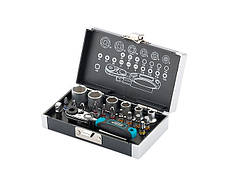 Набір біт і головок торцевих ,1/4", магнітний адаптер, сталь S2 пластиковий кейс, 25 предметів GROSS (11361)