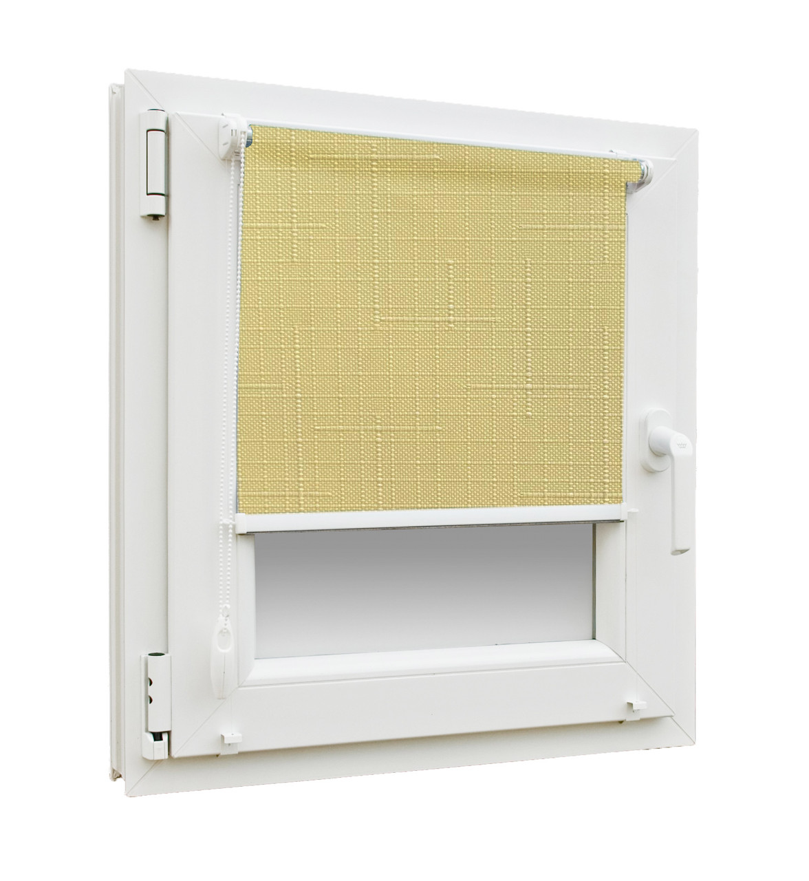 Тканинні ролети Льон 2057 світло-жовтий колір з фіксацією