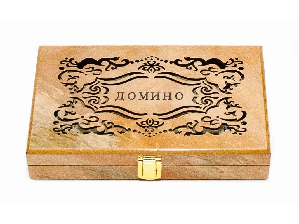 Якісний набір гра доміно у подарунковому дерев'яному футлярі, фото 1