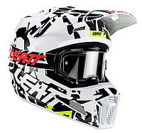 Шолом LEATT Helmet Moto 3.5 + Goggle (Zebra), S, S