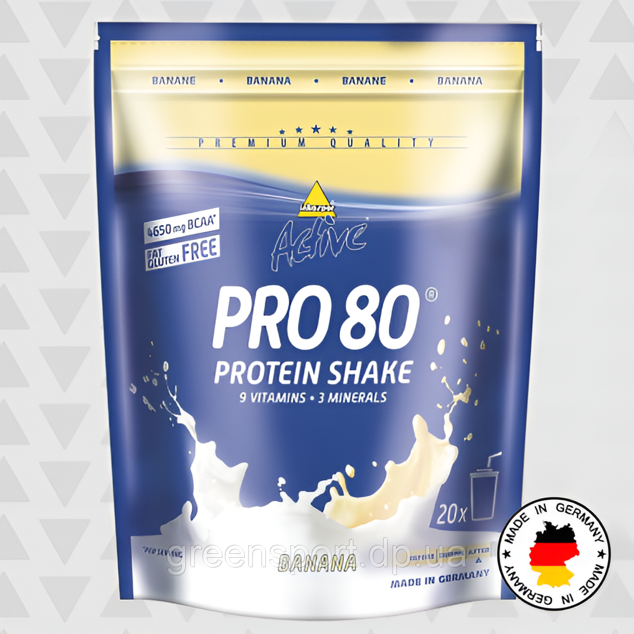 Inkospor Active Pro 80, банан 500 г, протеїни, молочний білок, сироватковий білок, яєчний білок