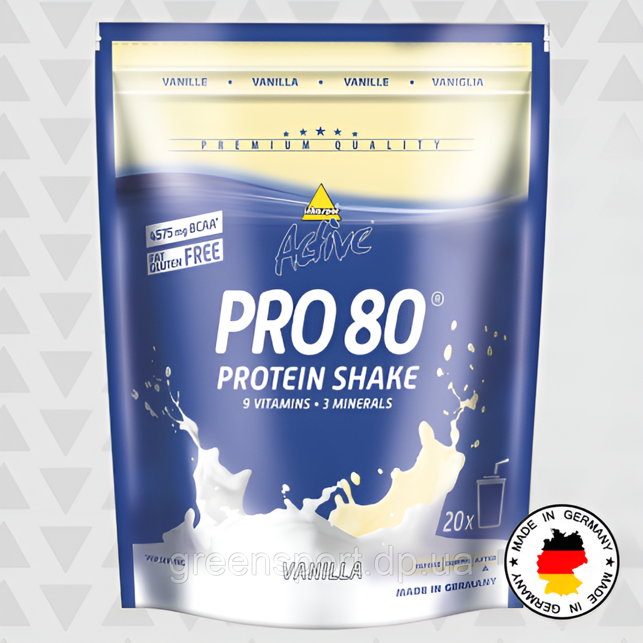 Inkospor Active Pro 80, смак ваніль 500 г, протеїни, молочний білок, сироватковий білок, яєчний білок