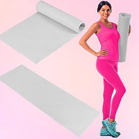 Килимок (мат) для фітнесу йоги та пілатесу 0,5 см сірий. ( розміри: 173 x 61 см)