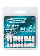 Набір біт SL6,0х25, сталь S2, 10шт GROSS (11321)