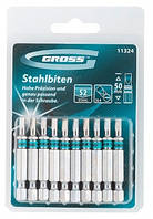 Набір біт SL4,0х50, сталь S2, 10шт GROSS (11324)
