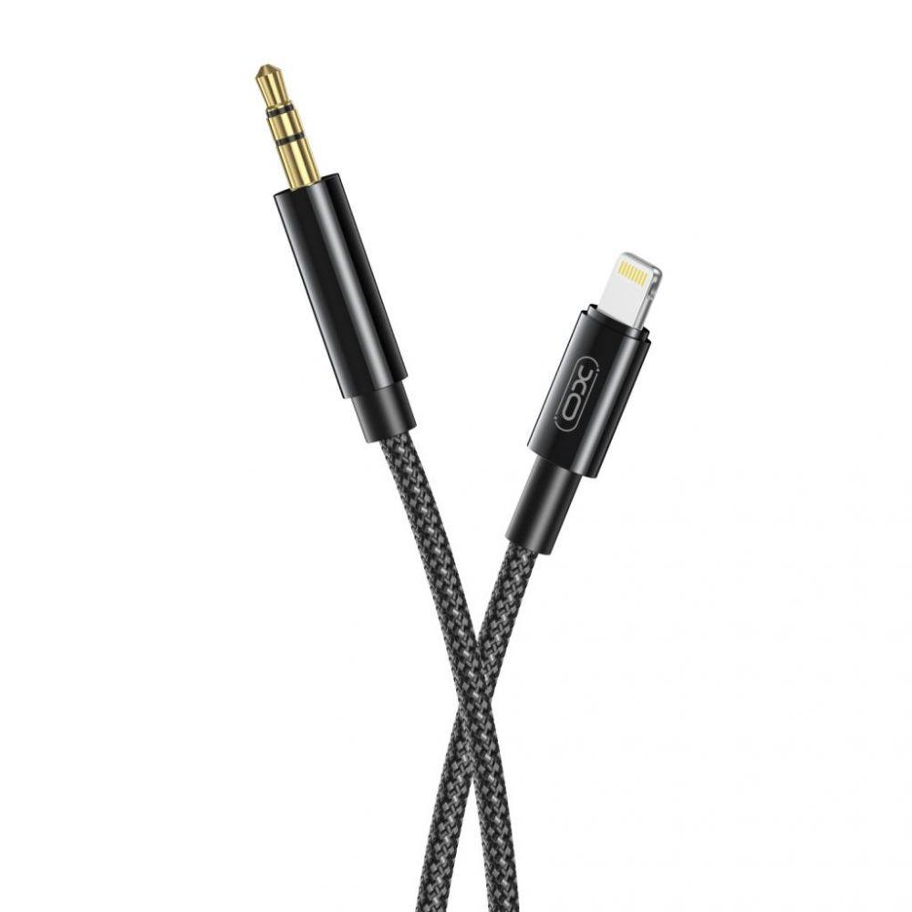 Аудіокабель XO NB-R211A AUX 3.5мм - Lightning 1м black, фото 1