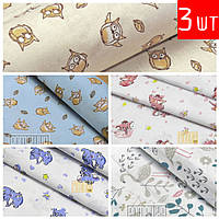 Комплект 3 шт 110х90 дитяча велика ситцева тонка пелюшка котонова для сповивання новонароджених в пологовий будинок 3116